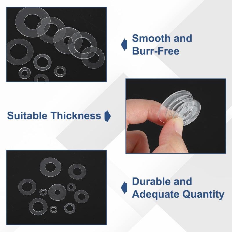 يو إكس سيل uxcell 150 قطعة M6 PVC غسالات مسطحة واضحة عادي غسالة 6 مم معرف 12 مم OD 0.3 مم فواصل مسطحة مستديرة سميكة للبراغي البراغي الزجاج مقبض باب الحمام الحمام - Image 4